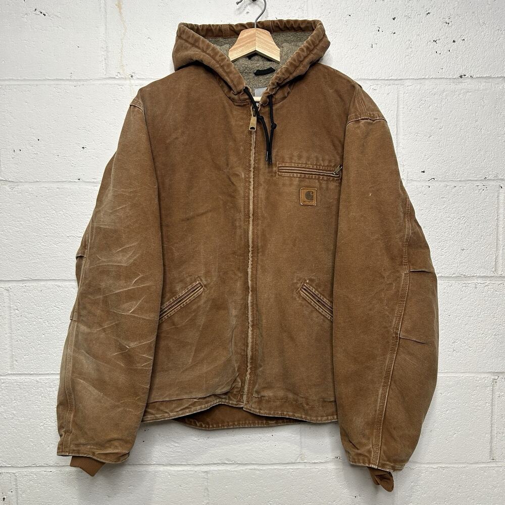 Vintage Carhartt Sherpa-Lined Hooded Detroit Jack… - image 1